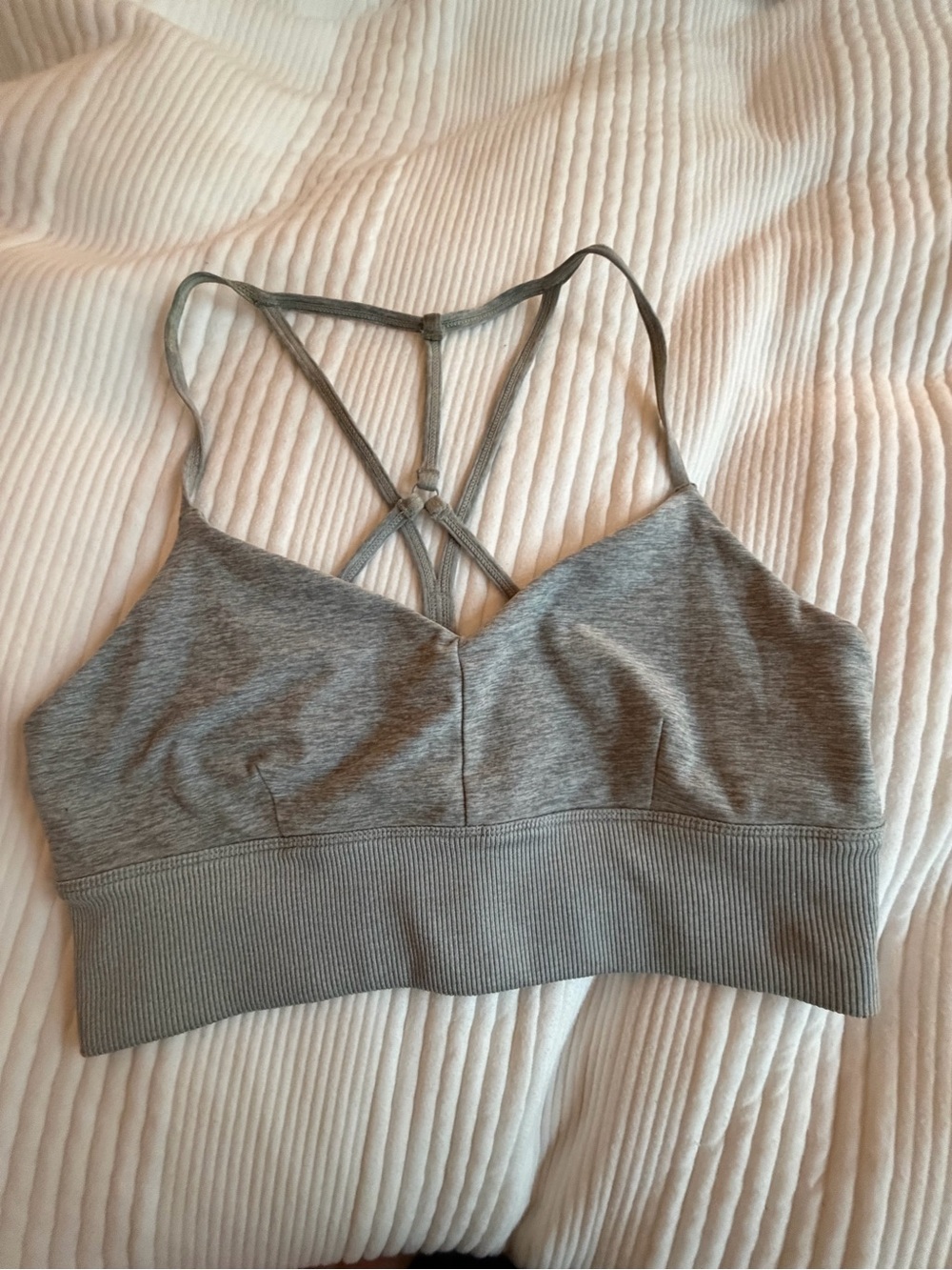 ALO Yoga Grey Strappy Back Sports Bralette